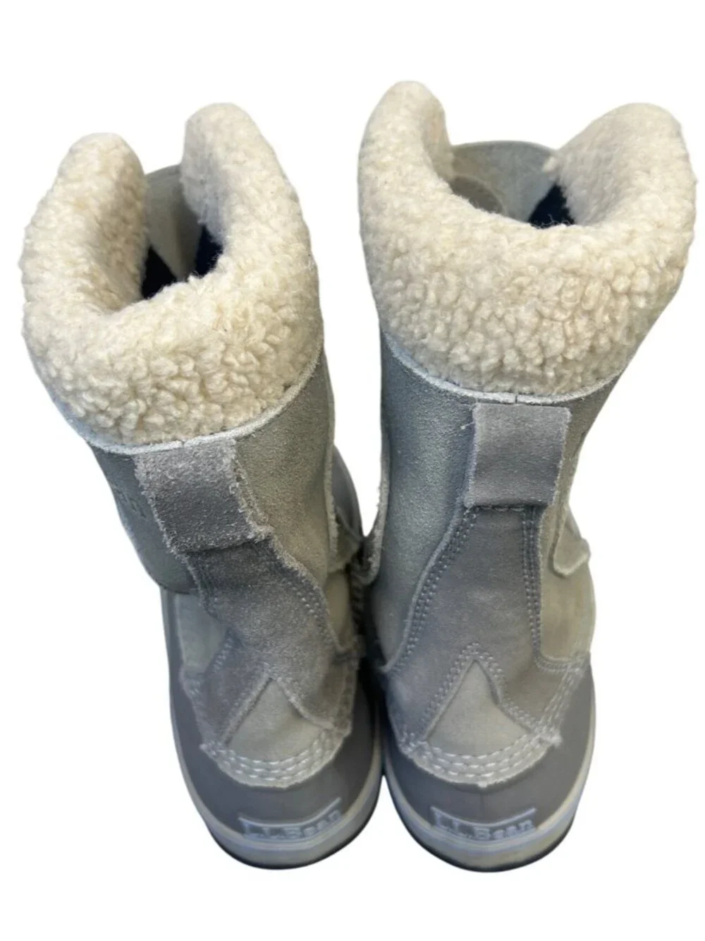 L.L.Bean Women's 7M Winter Duck Boots Gray Suede Waterproof Sherpa Lined Outdoor